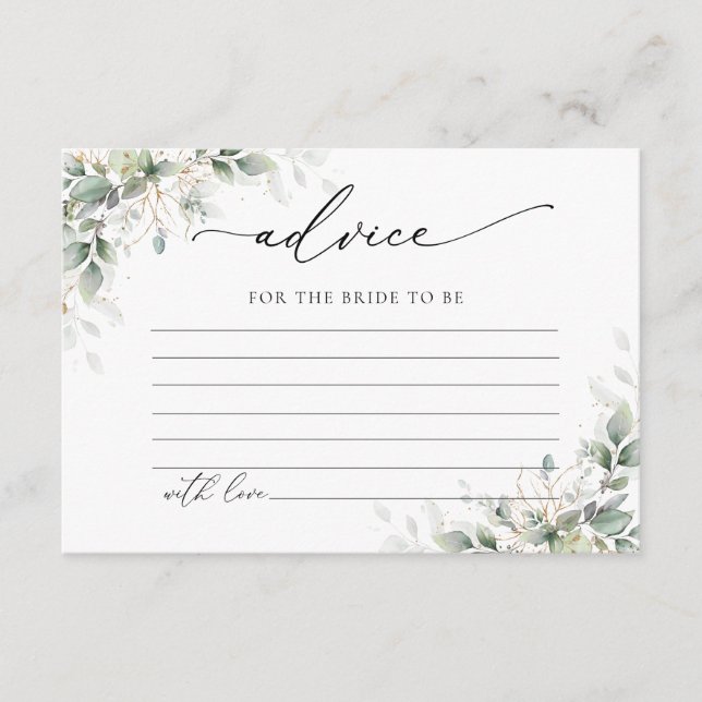 Elegant Greenery Wedding Advice Enclosure Card Tilläggskort (Framsida)