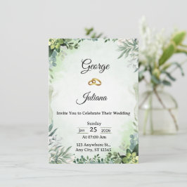 Elegant Greenery Wedding Invitation Inbjudningar
