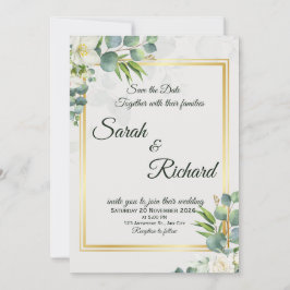 Elegant Greenery Wedding Invitation Minimalist Inbjudningar