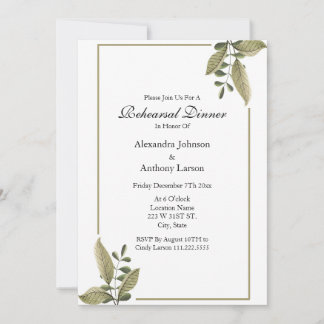Elegant Greenery Wedding Rehearsal Inbjudningar