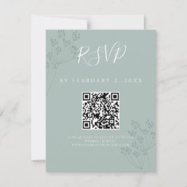 Elegant Greenery Wedding Scan Code RSVP OSA Kort