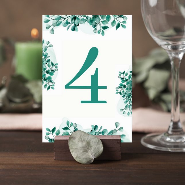Elegant Greenery Wedding Table Number Card Bordsnummer (Skapare uppladdad)