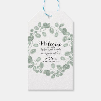 Elegant Greenery Wedding Welcome Gift Tags Presentetikett