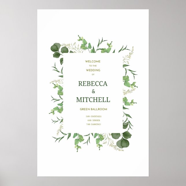 Elegant Greenery Wedding Welcome Poster (Framsidan)