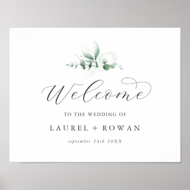Elegant Greenery Wedding Welcome Poster (Framsidan)