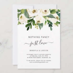 Elegant Greenery White Blommigt Elopement Bröllop Meddelande
