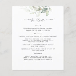 Elegant Greenery White Clean Bröllop Menu Flygblad