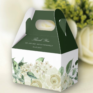 Elegant Greenery White Flowers Bröllop Presentaskar