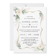 Elegant Greenery White Flowers Guld Bröllop