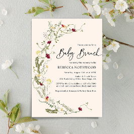 Elegant Greenery Wildblomme Wandech Baby Brunch Inbjudningar