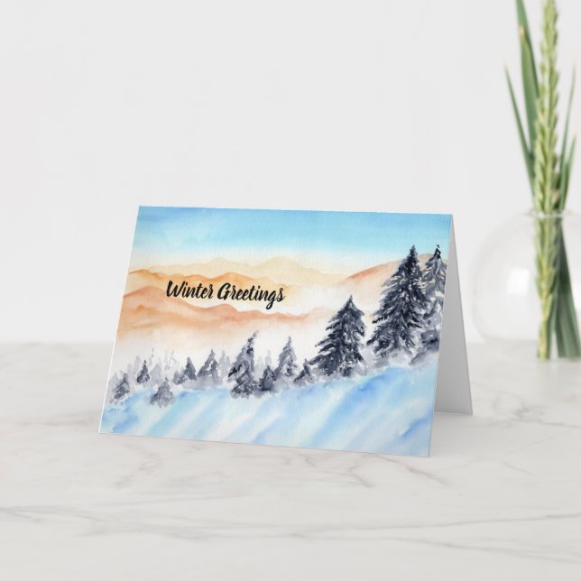 Elegant Greeting Card med berg i Snö Kort (Framsida)