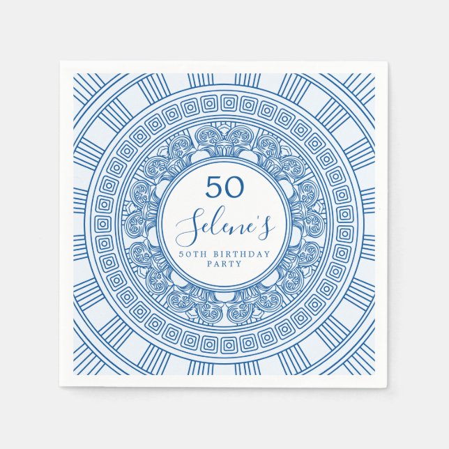 Elegant grekisk eller romersk födelsedag med anpas pappersservett (Framsidan)