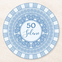 Elegant grekisk eller romersk födelsedag med anpas underlägg papper rund