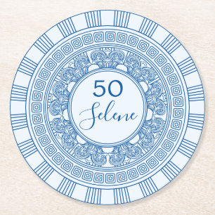 Elegant Grekisk eller romersk födelsedag med anpas Underlägg Papper Rund