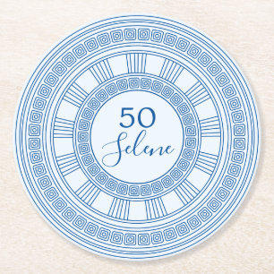 Elegant Grekisk eller romersk födelsedag med anpas Underlägg Papper Rund