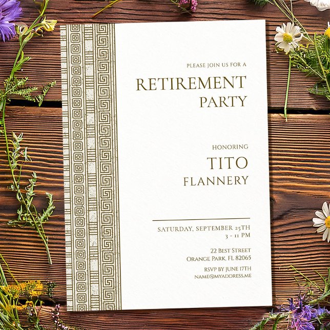 Elegant grekisk pensionsfest inbjudningar (Skapare uppladdad)