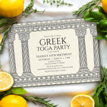 Elegant grekisk toga födelsedagsfest med tempel