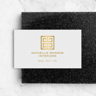 Elegant Grekiska Nyckel Designer Logotyp Guld/Ligh Visitkort