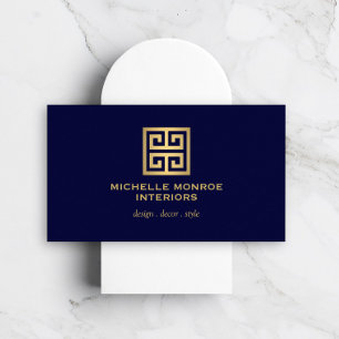 Elegant grekiska Nyckel Designer Logotyp Guld/Mörk Visitkort