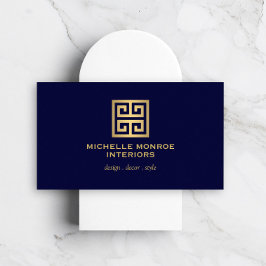 Elegant grekiska Nyckel Designer Logotyp Guld/Mörk Visitkort