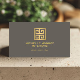 Elegant grekiska Nyckel Designer Logotyp Guld/Taup Visitkort