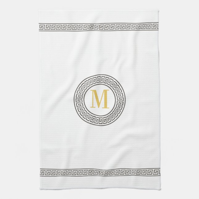 Elegant Grekiska Nyckel Monogram Kitchen Towels Kökshandduk (Vertikal)