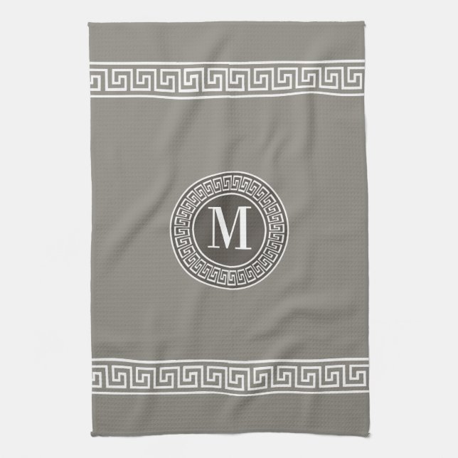 Elegant Grekiska Nyckel Monogram Kitchen Towels Kökshandduk (Vertikal)