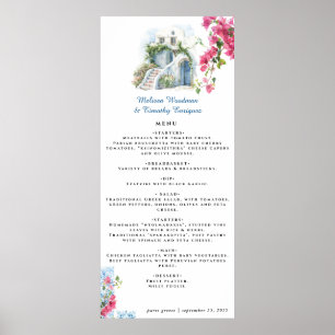 Elegant Grekiska Thmet   Illustrerad meny Bröllop Poster