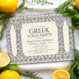 Elegant Grekiska Toga-Födelsedagsfesten med Temple Inbjudningar