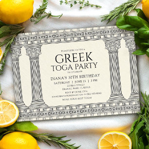 Elegant Grekiska Toga-Födelsedagsfesten med Temple Inbjudningar