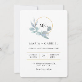 Elegant gren av greenery. Bröllop Inbjudningar