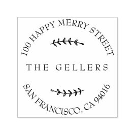 Elegant Gren Family Namn Returadress Självfärgande Stämpel