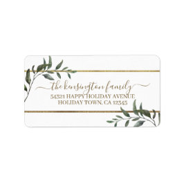 Elegant Grenar Gold Foil Helgdag Adressetikett