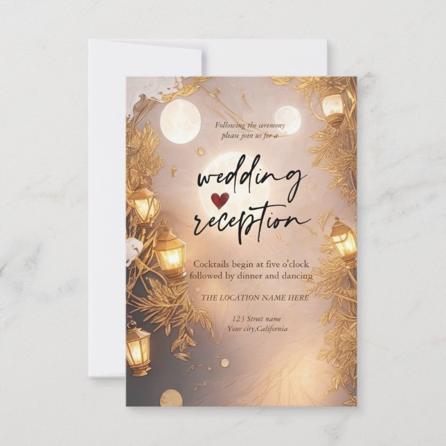 Elegant Grenar Rustic Lantern Reception Inbjudningar (Framsida)