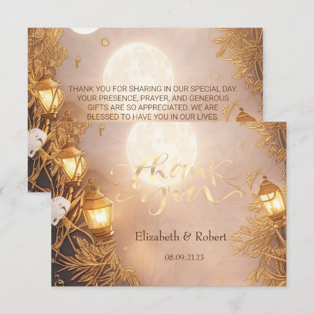 Elegant Grenar Rustic Lantern Tack Kort (Fram/baksida)