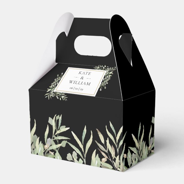 Elegant Grey Black Wedor Favor Box Presentaskar (Framsidan Sidan)