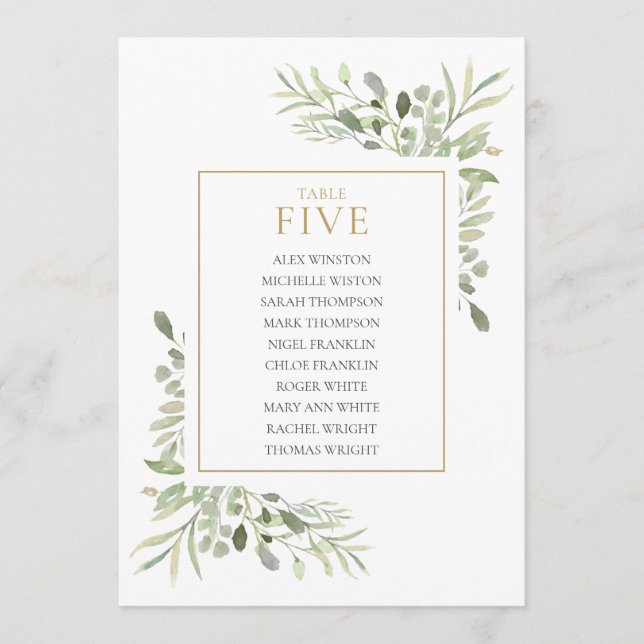 Elegant Grey Bordsnummer 5 Sittdiagram (Framsida)