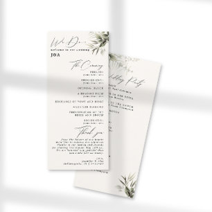 Elegant Grey Botanical Ivory Bröllopsprogram Program