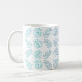 Elegant Grey Botaniska Tropiska Löven Mönster Kaffemugg