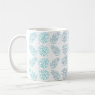 Elegant Grey Botaniska Tropiska Löven Mönster Kaffemugg