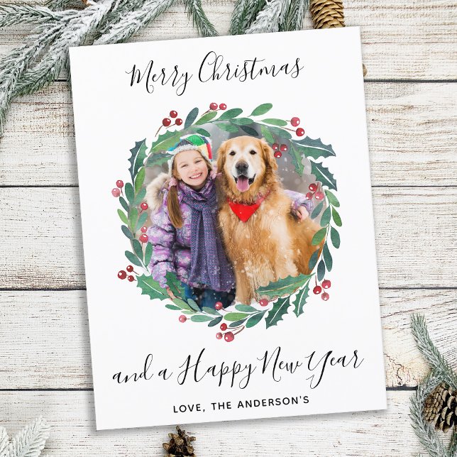 Elegant Grey Botaniskt julfoto av andedräkten Helg Vykort (Skapare uppladdad)