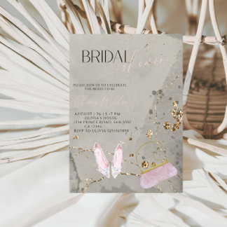 Elegant Grey Bridal Shower - Modern Chic Script  Inbjudningar