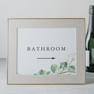 Elegant Grey Bröllop Höger Arrow Bathroom-tecken Inbjudningar