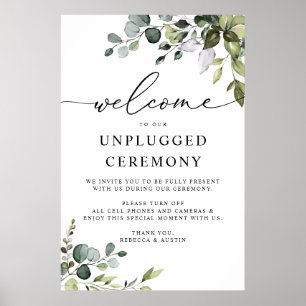 Elegant Grey Bröllop Unplugged Ceremony Poster