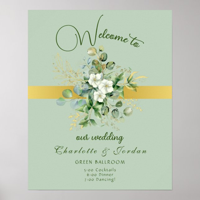 Elegant Grey Bröllop Välkommen Poster (Framsidan)