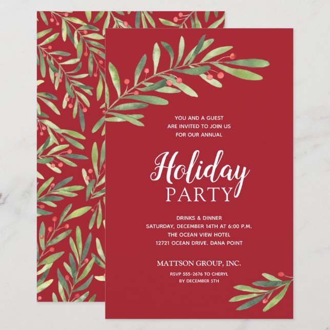 Elegant Grey Budget Red Helgdag-inbjudningar (Fram/baksida)