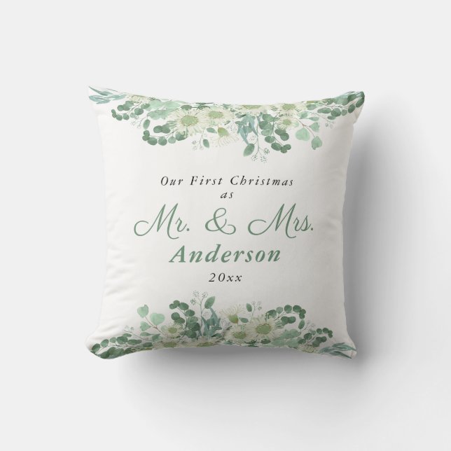 Elegant Grey Första jul som Mr. & Mrs. Kudde (Framsida)