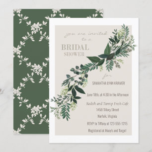 Elegant Grey Garland Ferns Möhippa Inbjudningar
