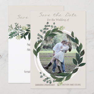 Elegant Grey Garland Ferns Spara datumfoto Inbjudningar