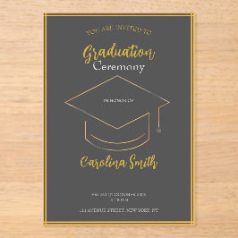 Elegant Grey & Gold Graduation Invitation